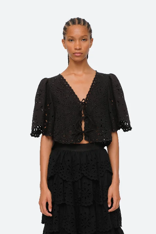 Tali Lace S/slv Top Black