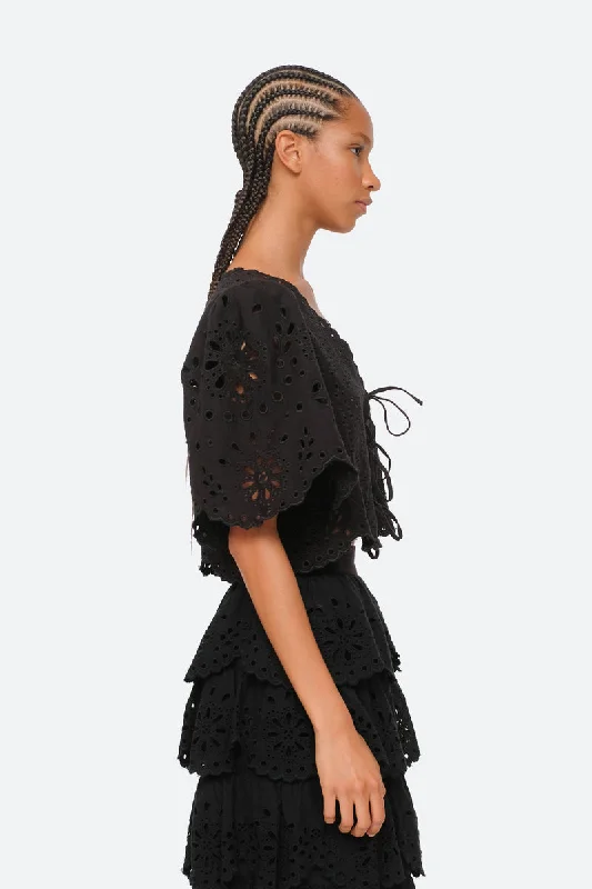 Tali Lace S/slv Top Black