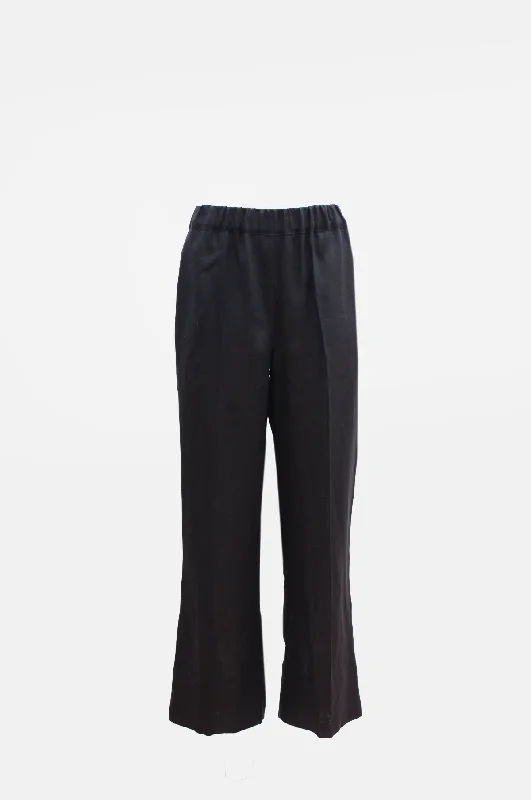 Wide Leg Linen Trouser Black