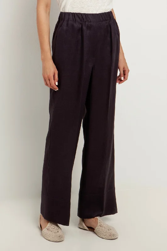 Wide Leg Linen Trouser Black