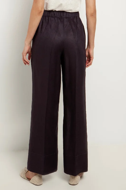 Wide Leg Linen Trouser Black