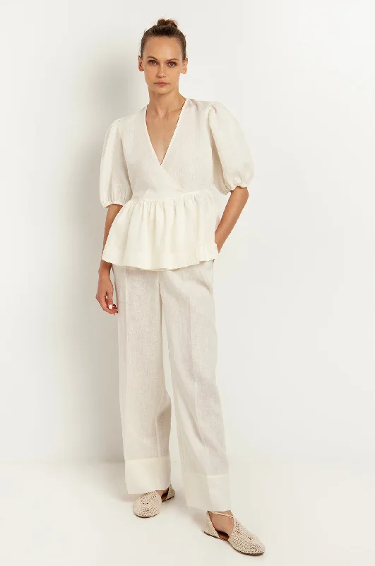 Wide Leg Linen Trouser Natural