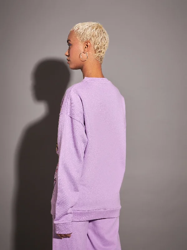 Women Lavender CALM MOOD Oversized Sweatshirt