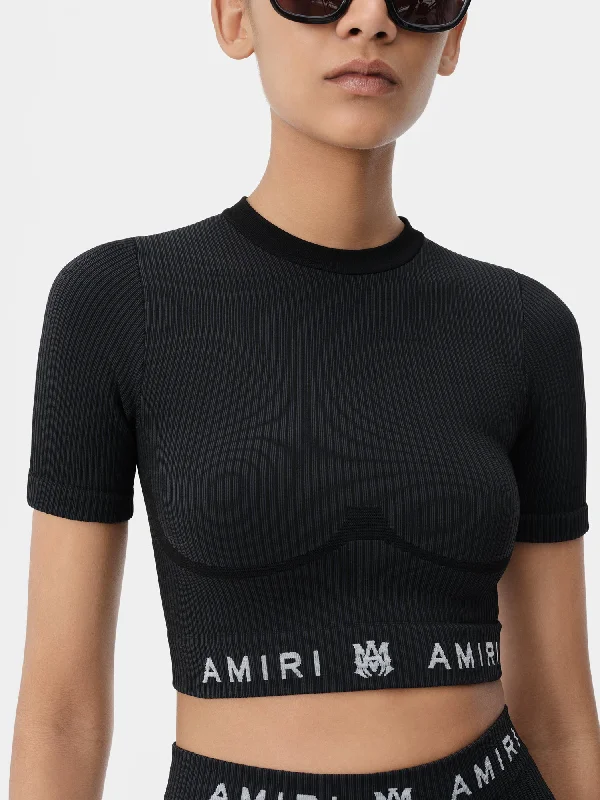 WOMEN - WOMEN'S MA RIBBED SEAMLESS S/S TOP - Black