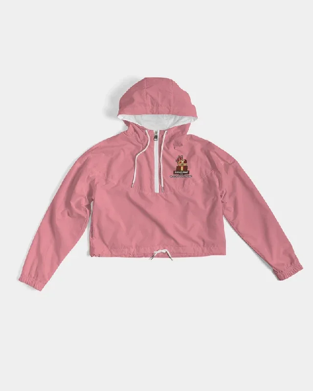 AKH Pink & Black Women's Cropped Windbreaker