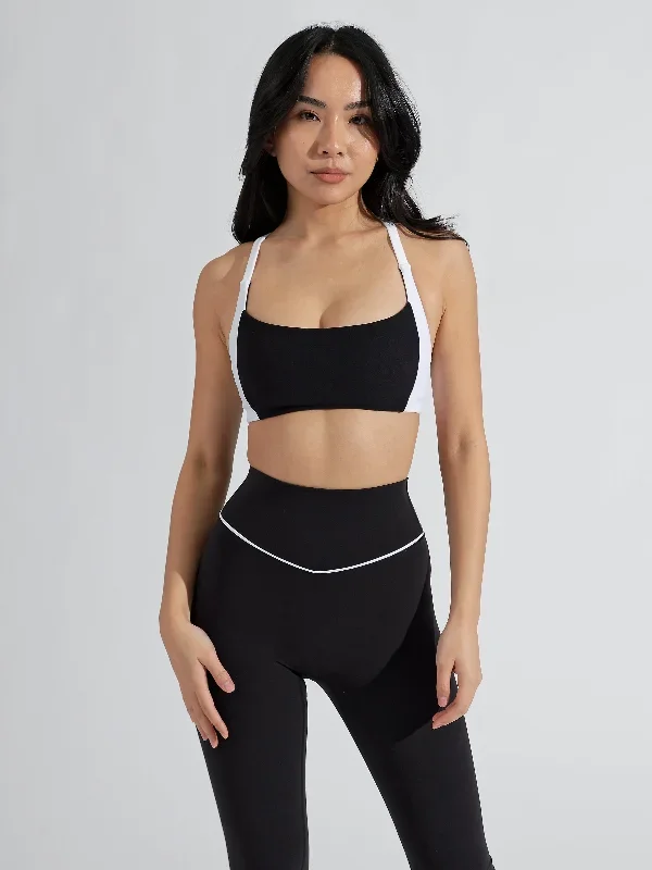 Aurora Sports Bra - Onyx Black and White