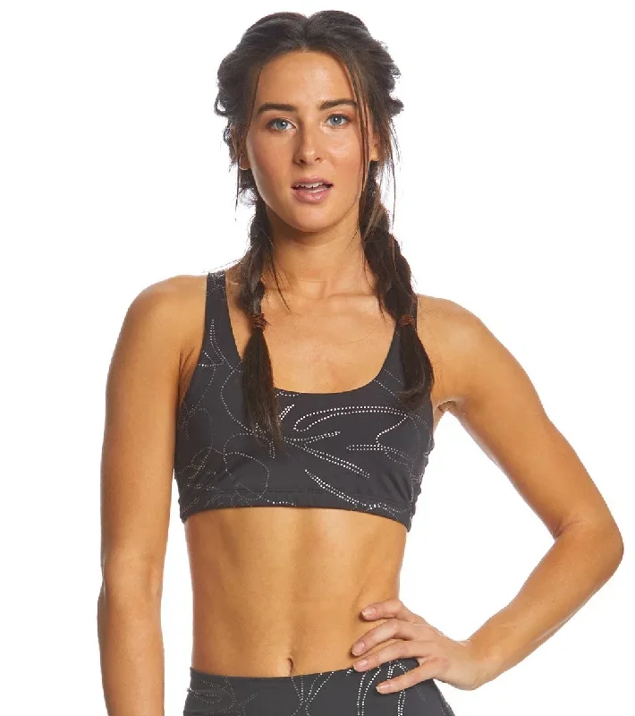 Beyond Yoga Flashback Yoga Sports Bra Monstera Leaf Silver/Black