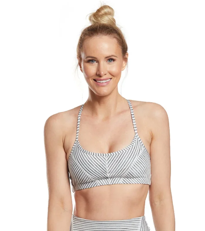 Beyond Yoga True To Stripe Yoga Sports Bra White Heather Surf Stripe