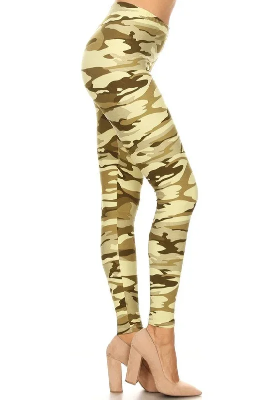 Camouflage Full Length OS Leggings Olive Blend