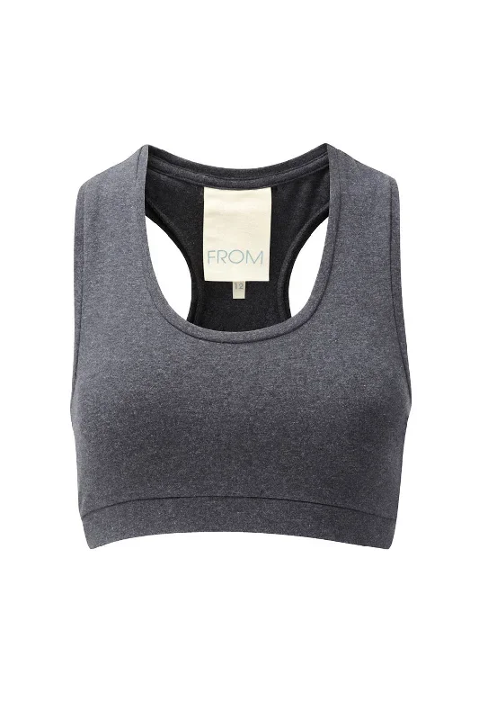 Organic Cotton Racer Back Sports Bra - Dark Grey Marl