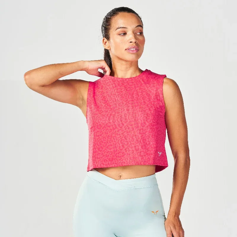 Core Crop Tank - Cayenne Leopard