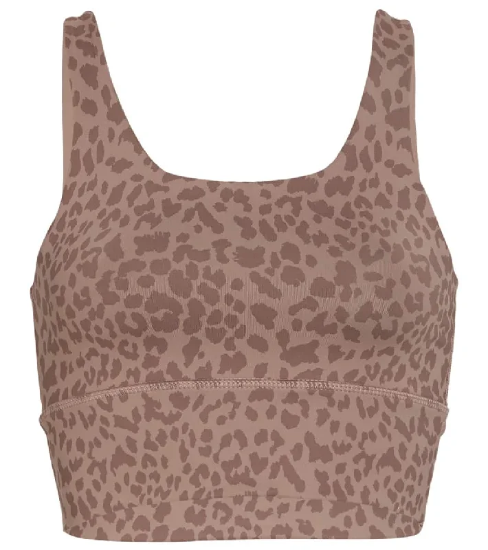 DYI Elevate Printed Yoga Sports Bra Taupe Leopard Spots