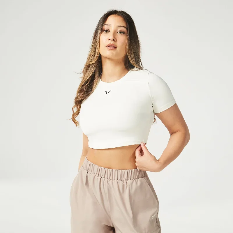 Essential Cropped Tee - Pearl White