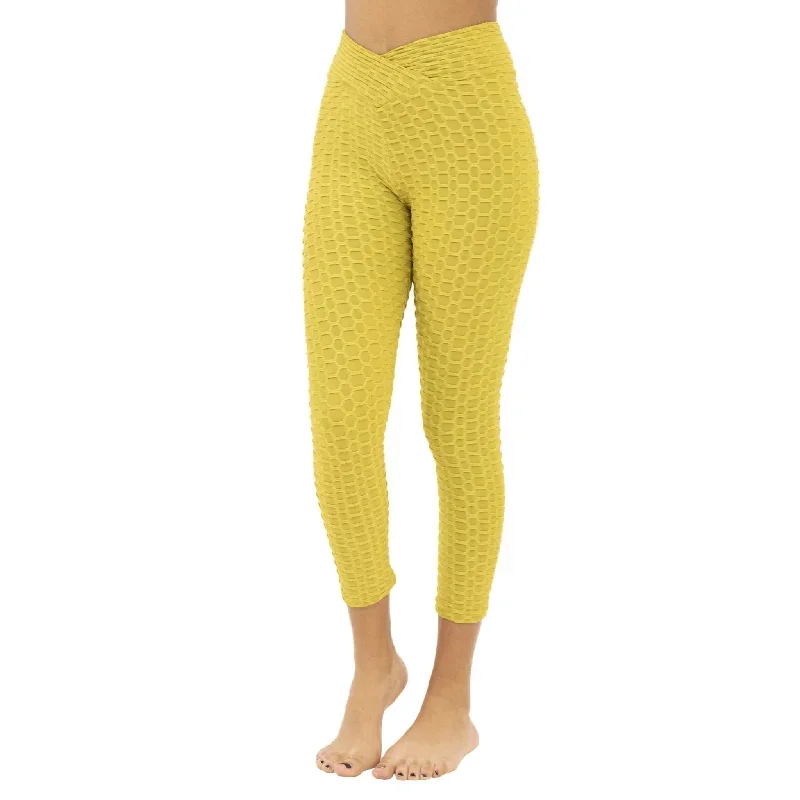 Fancy Waist Push-Up Squad Scrunch Golden Lime Capri Leggings