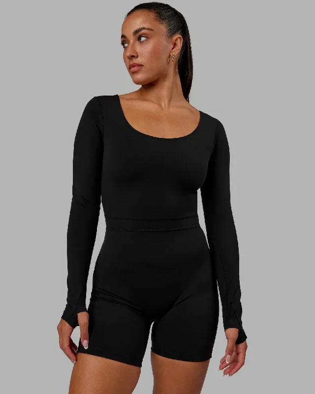 Focus Long Sleeve Bodysuit - Black