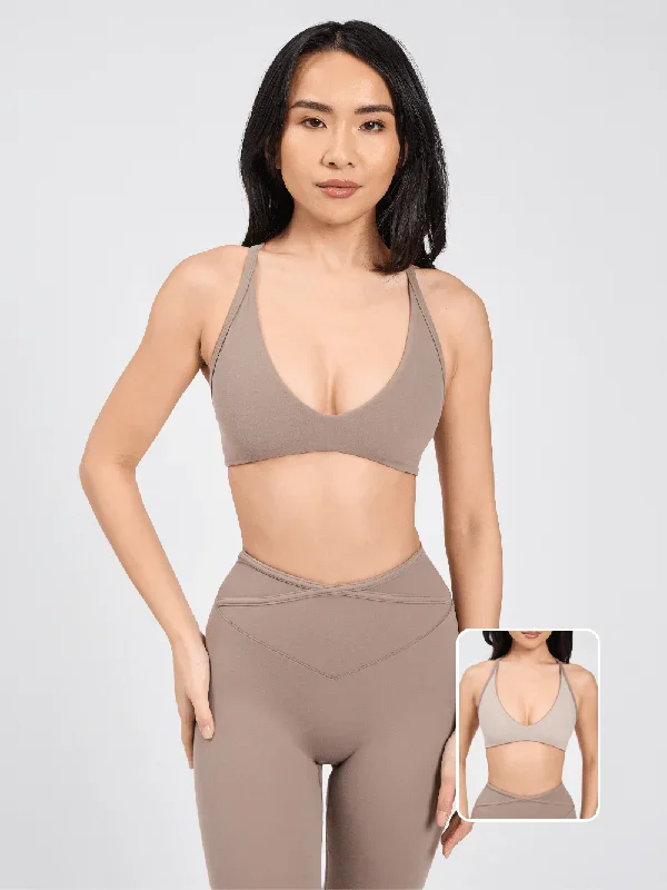 Girlfriend Reversible Sports Bra - Chai Latte