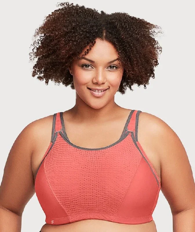 Glamorise Custom Control WonderWire Sports Bra - Coral/Gray