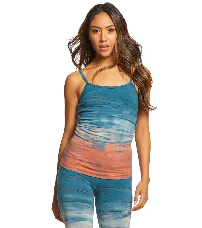 Hard Tail Long Yoga Sport Bra Tank Blue/Red Rainbow Horizon