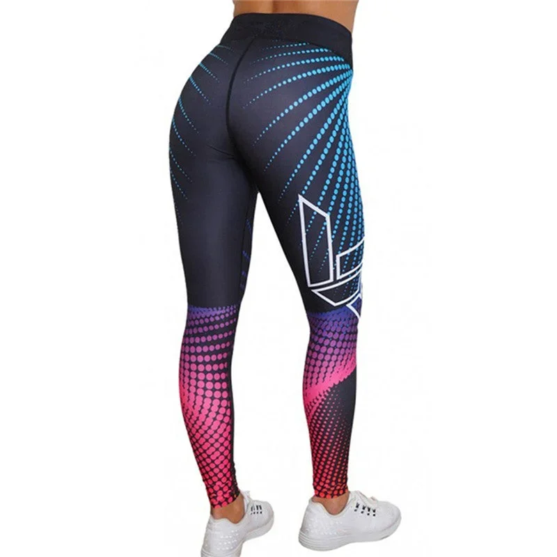 High Waist Print Patchwork Running sportwear