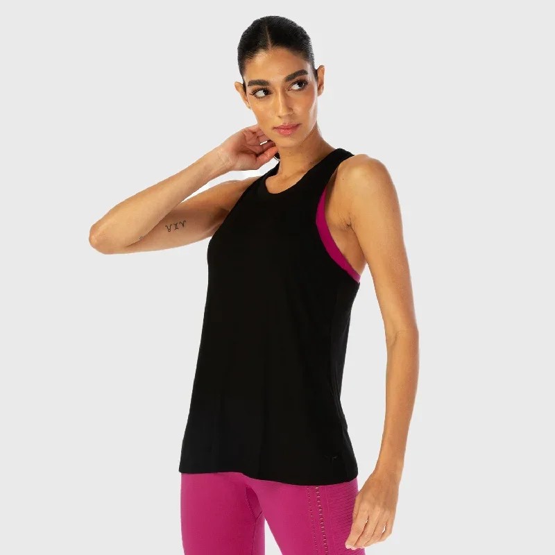 Infinity Longline Workout Tank - Black