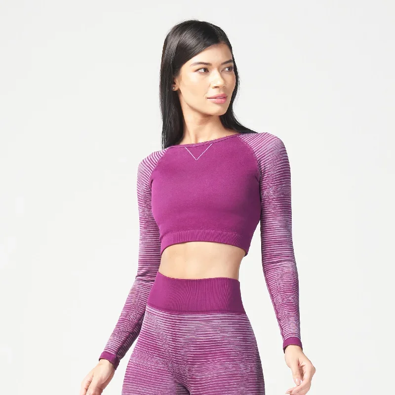 Infinity Stripe Seamless Crop Top - Dark Purple