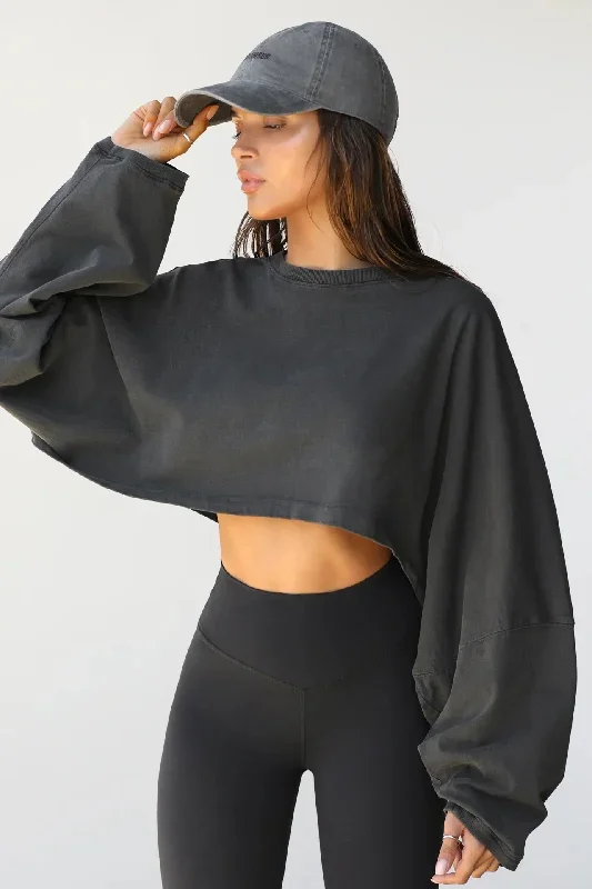 Joah Brown Slouchy Crop Long Sleeve