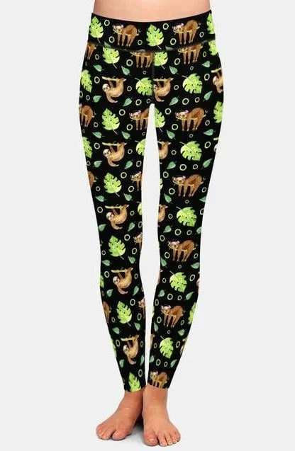 Ladies Assorted 3D Cute Cartoon Sloth Printed Leggings