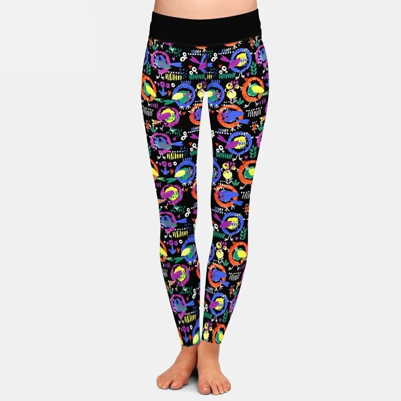 Ladies Cartoon Birds Printed Fashion Leggings