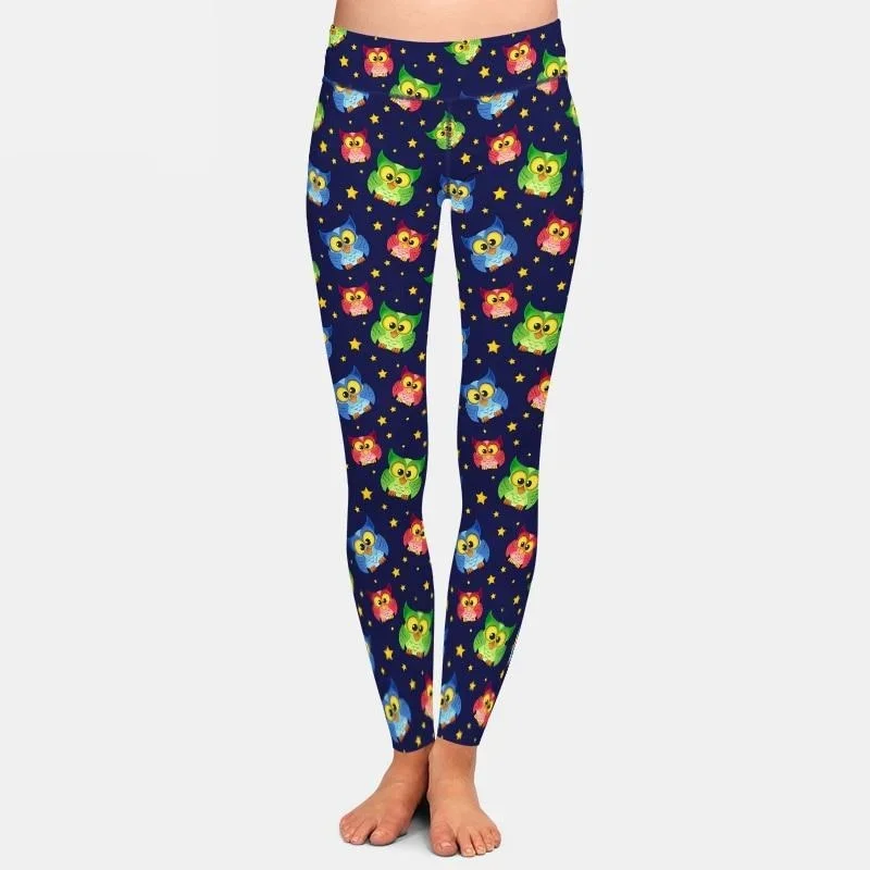 Ladies Cute Cartoon Owls Printed Leggings