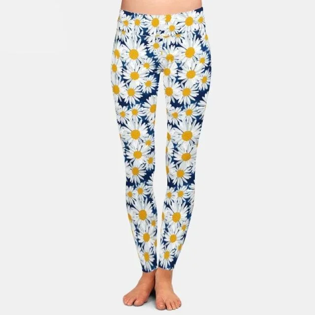 Ladies Chrysanthemum 3D Printed Leggings