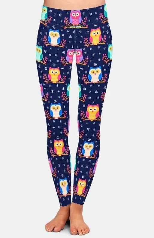 Ladies Cute 3D Colourful Owls Printed Leggings