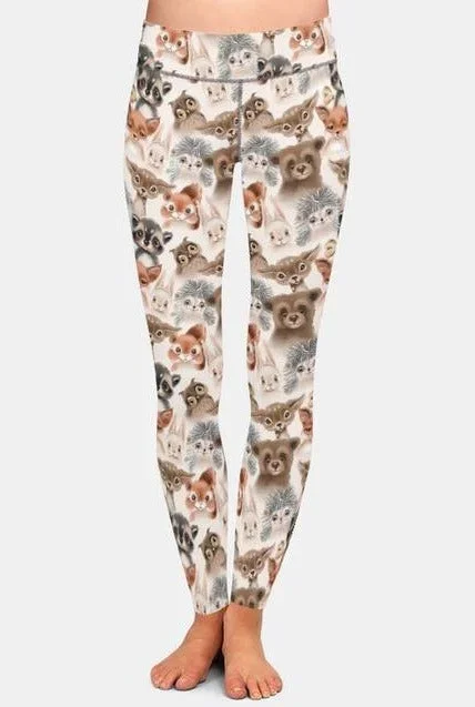 Ladies Cute Woodland Animals Printed Leggings