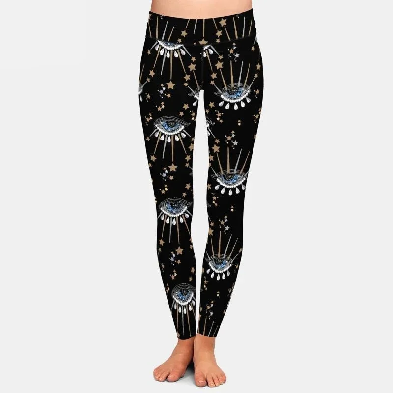 Ladies Milk Silk Magical Eyes Printed Leggings