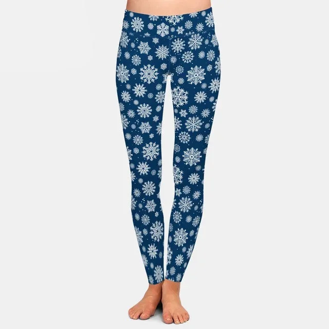 Ladies Winter Snowflakes Printed Leggings