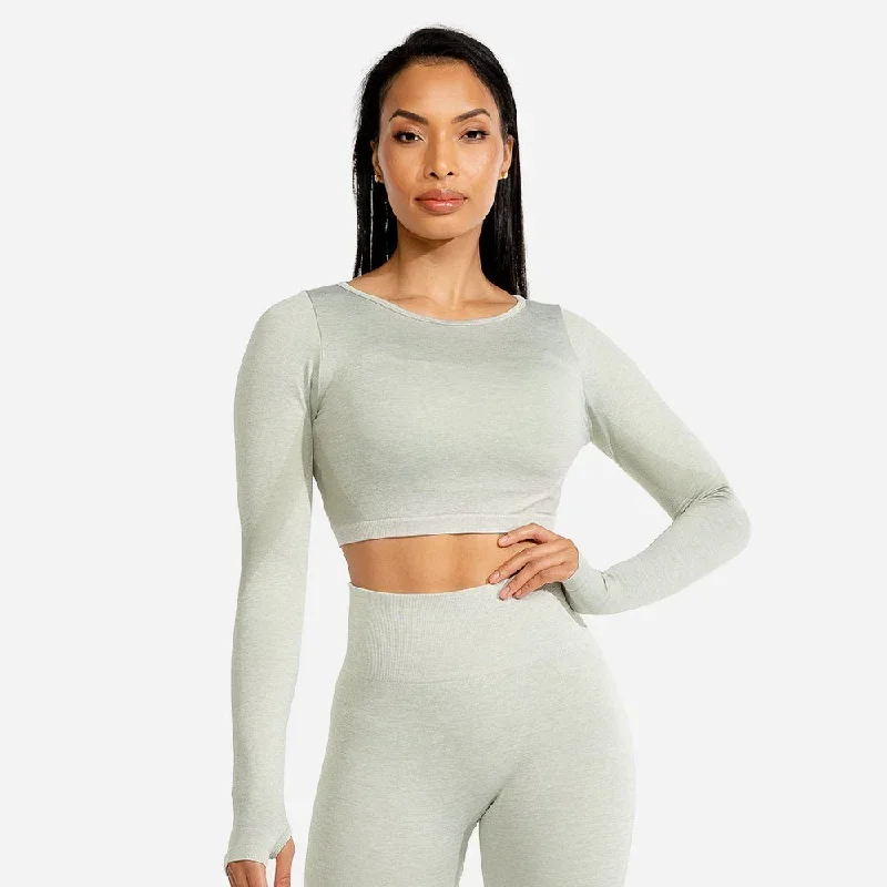 Marl Seamless Crop Top - Ice