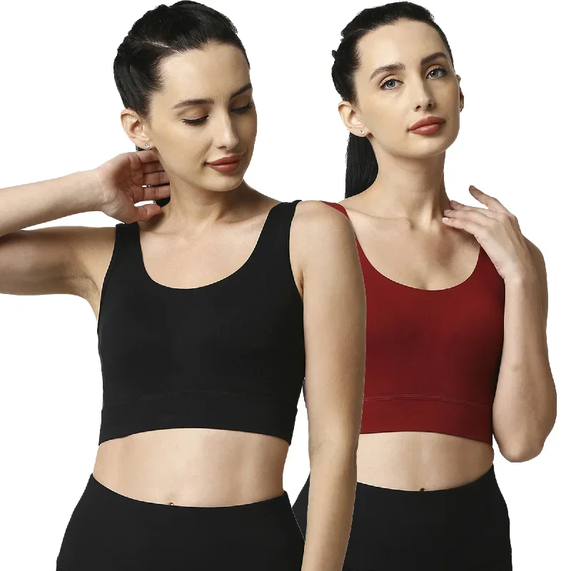 Medium Impact Non Padded Non Wired Long Line Sports Bra (Pack of 2)