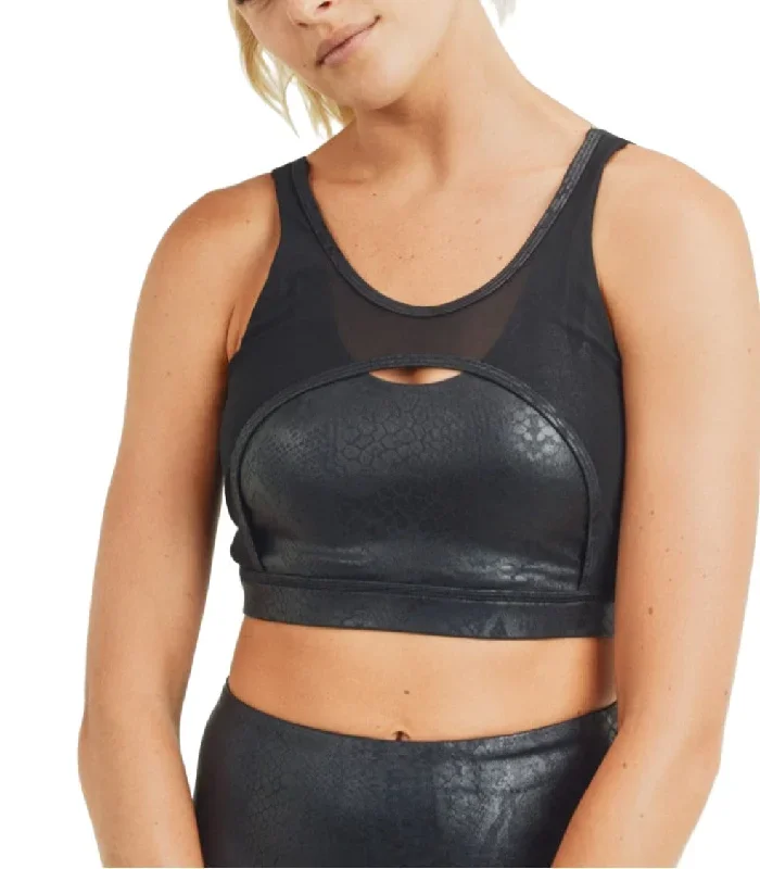 Mono B Glossy Shadow Snake Mesh Sports Bra AT2933