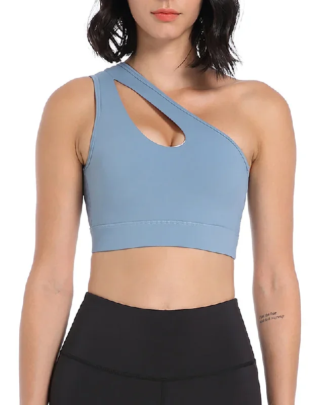 New One Shoulder Sports Bra Fitness Running Yoga Underwear Solid Color Sleeveless S-3XL