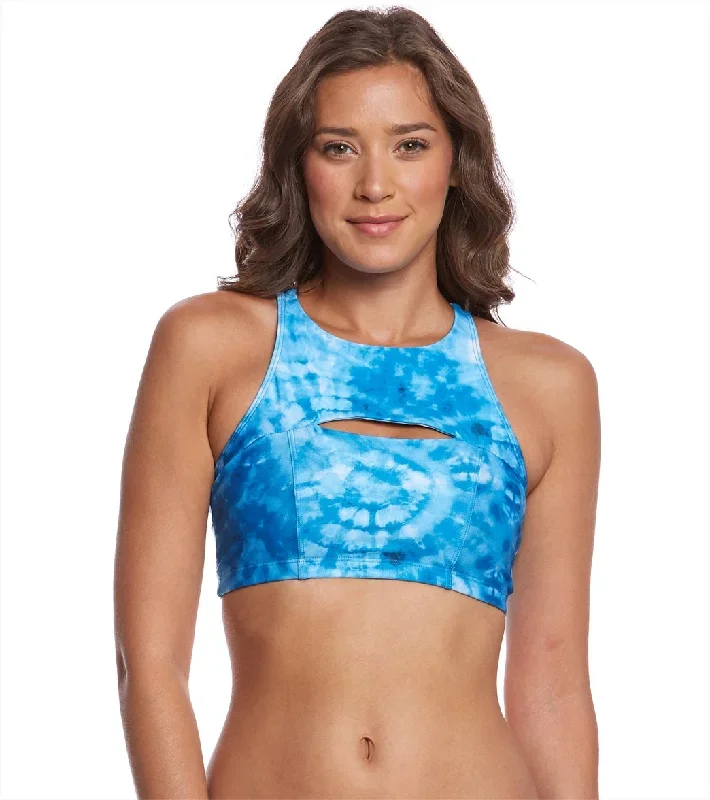 Onzie Open Heart Yoga Sports Bra Tie Dye Blue