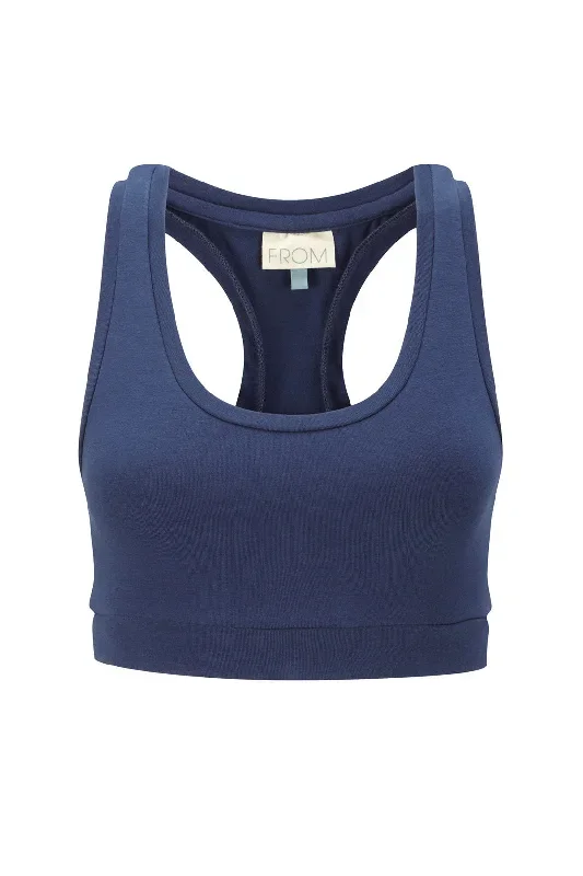 Organic Cotton Racer Back Sports Bra - Ocean Blue