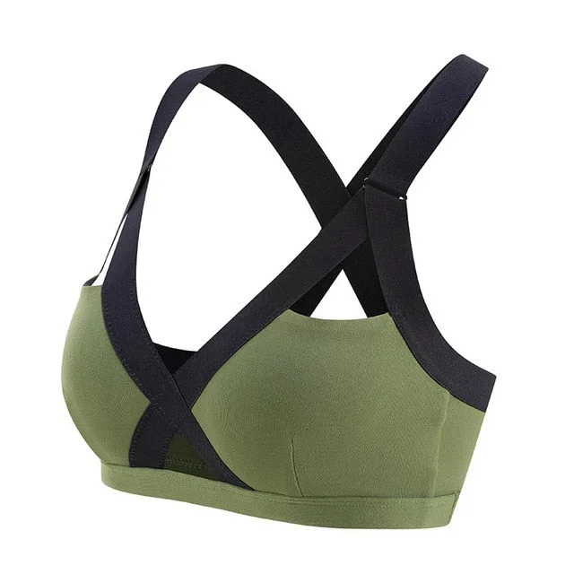 oyoo-v-neck-sexy-army-green-high-impact-sports-bra-wide-shoulder-straps-pink-workout-yoga-bra-top-contrast-gym-tank-tops