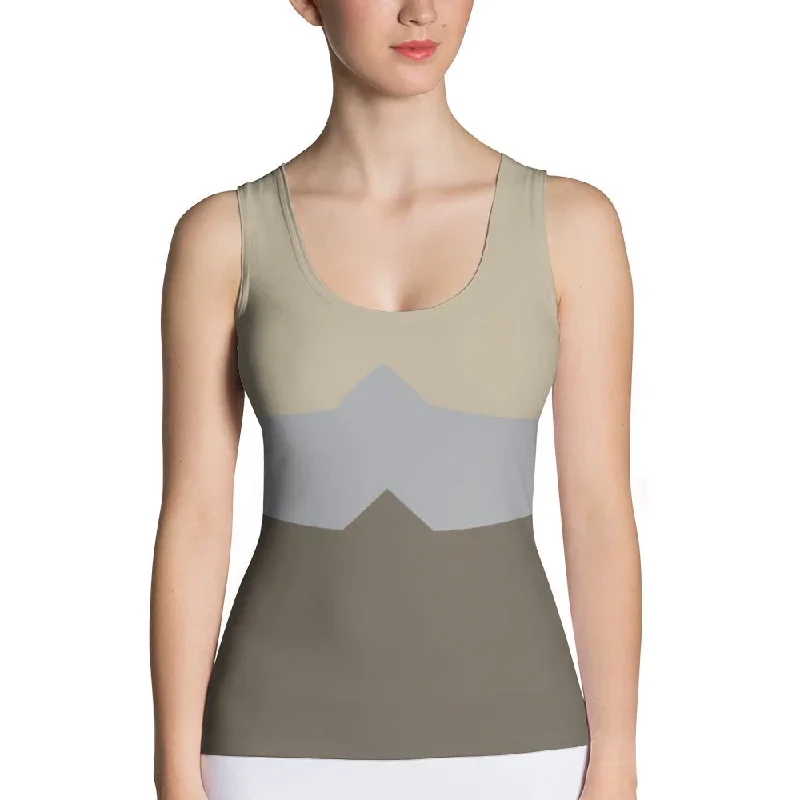 Brown Color Block Tank Top