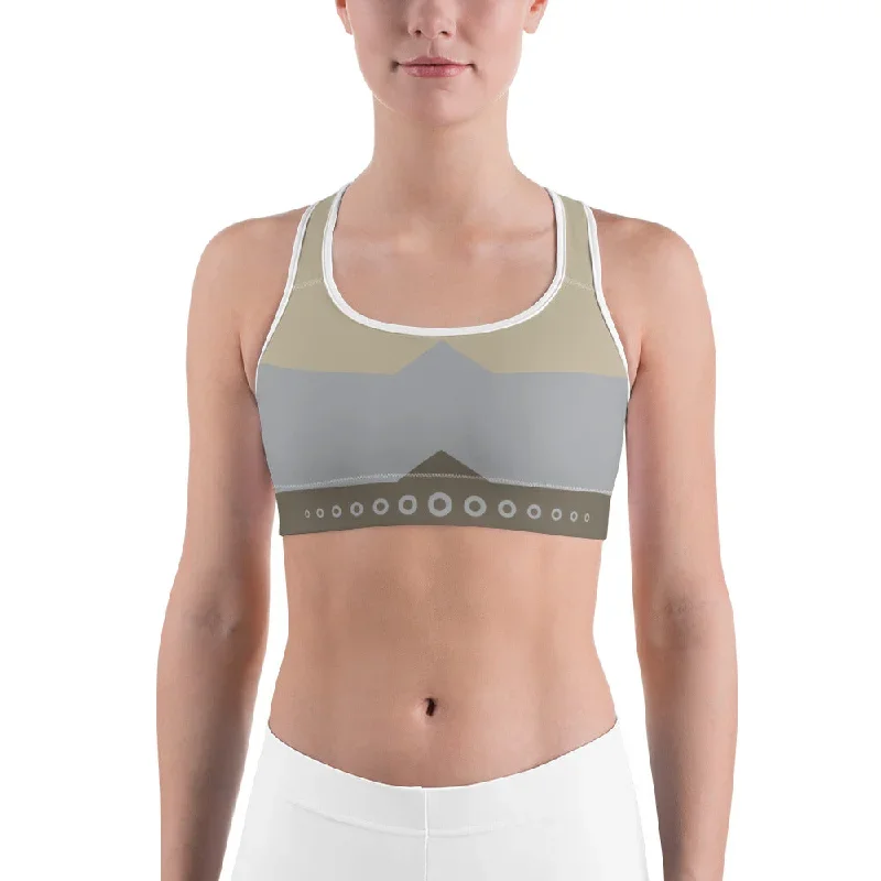 Brown Color Block Sports Bra