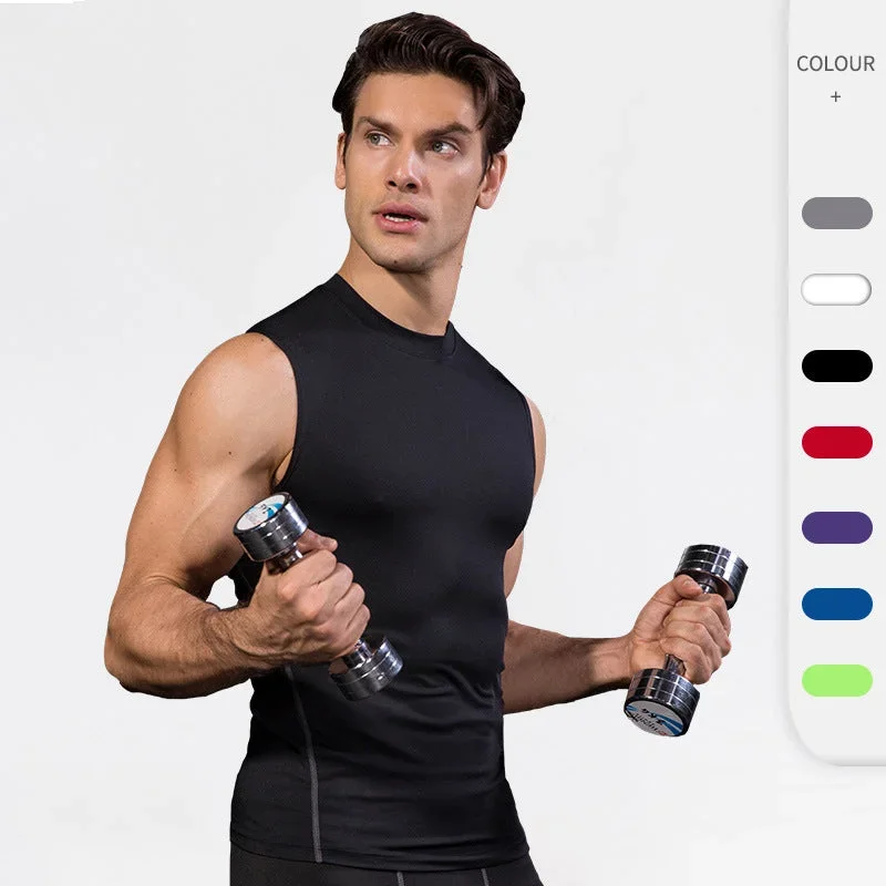 Men's tight training vest PRO elastic quick Drying vest clothing 7 color 1002