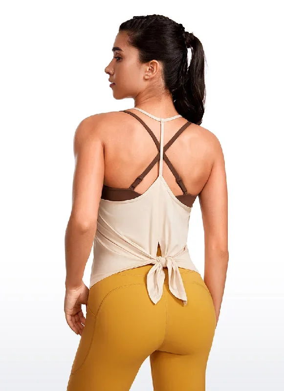 Lightweight Halter Tie Back Tank V Neck