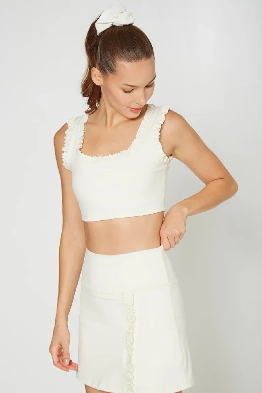 Ruffle Scoop Neck Crop Top