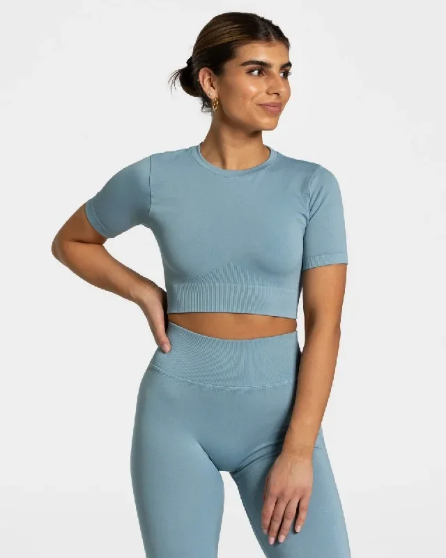 Sensation Crop Top Stahlblau