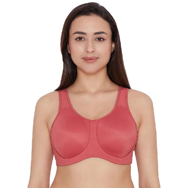 Sport Non Padded Wired Full Coverage Full Support High Intensity Sports Bra -Red