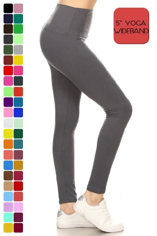 Solid, high waisted 5-inch wideband leggings - Charcoal