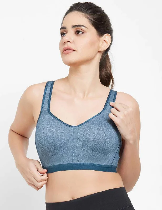 Sport Non Padded Wired Full Coverage Full Support High Intensity Sports Bra - Blue